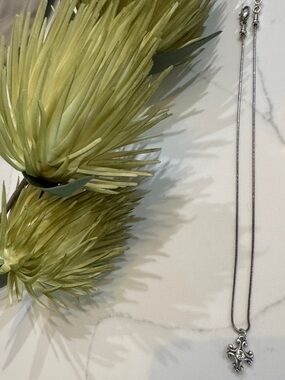 Brighton Silver-Tone Scroll Cross Pendant Necklace with Clear Crystal